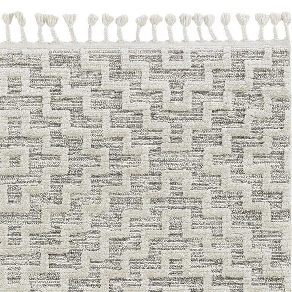 Homeroots 63 x 91 in. Polyester Rug, Ivory Grey 375685 - main